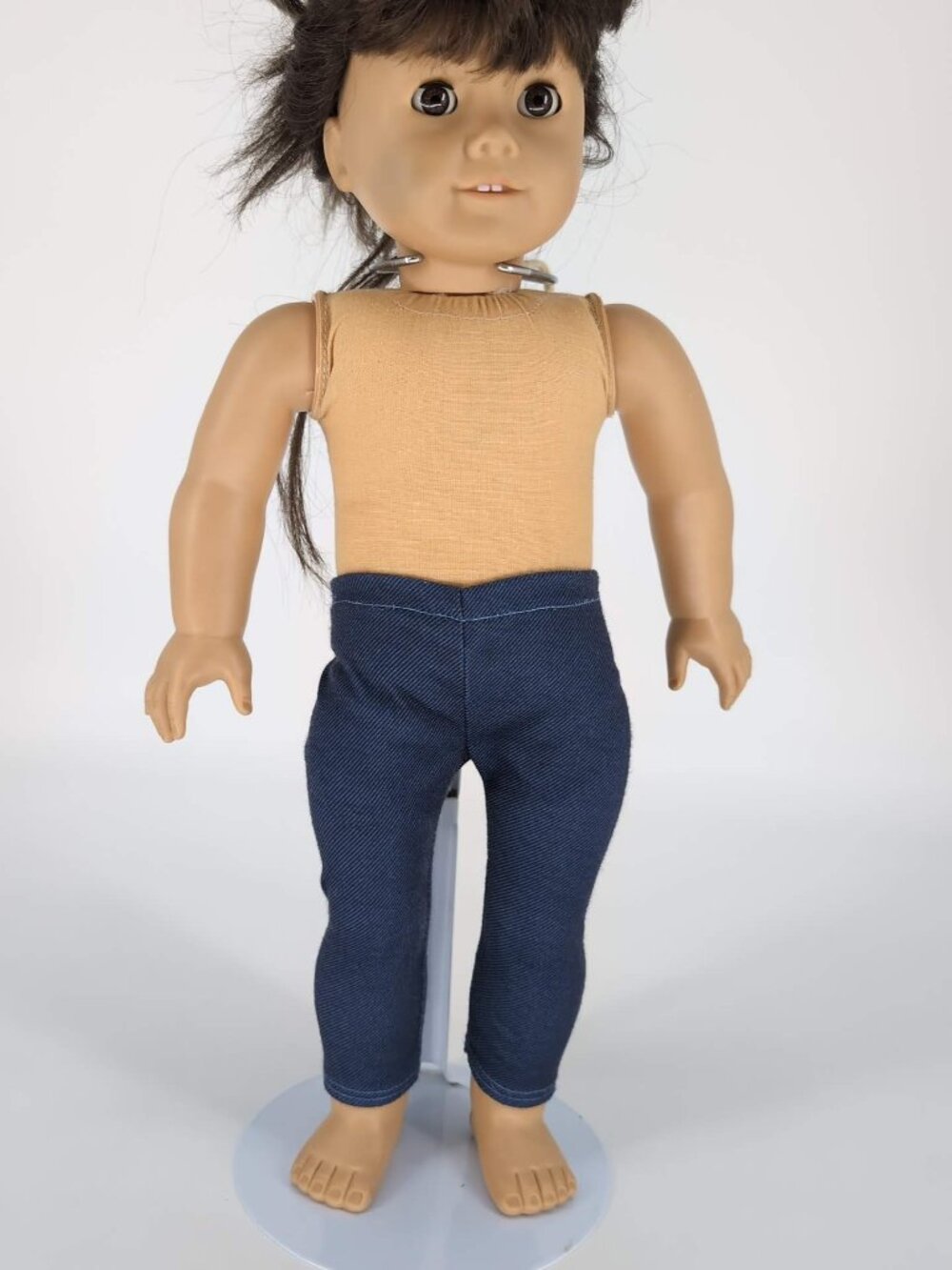 Unbranded Dark Blue Denim Look Doll Jeggings Skinny Jeans for 18" Dolls - GUC